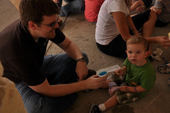 Ross and Jackson enjoying a snowcone